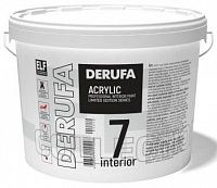 Derufa Professional Interior Paint SМ / Деруфа Интерьер 7 (SМ) - Шелковисто-матовая синтетическая латексная краска для внутренних работ, стойкая к истиранию, влагоустойчивая