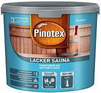 Pinotex Lacker Sauna / Пинотекс Термостойкий лак для дерева на водной основе для помещений с умеренной и повышенной влажностью - баня, сауна, душевая